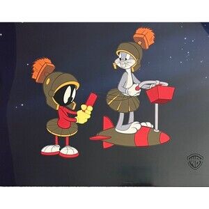 MARVIN THE MARTIAN BUGS BUNNY Haredevil Hare Sericel Animation Art Cel 11" x 14"
